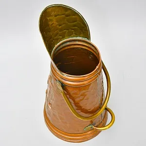 Высокий Зольник «Дама с Кавалером - У Камина» или Подставка для зонтов и тростей, Медь, Латунь, Бельгия.