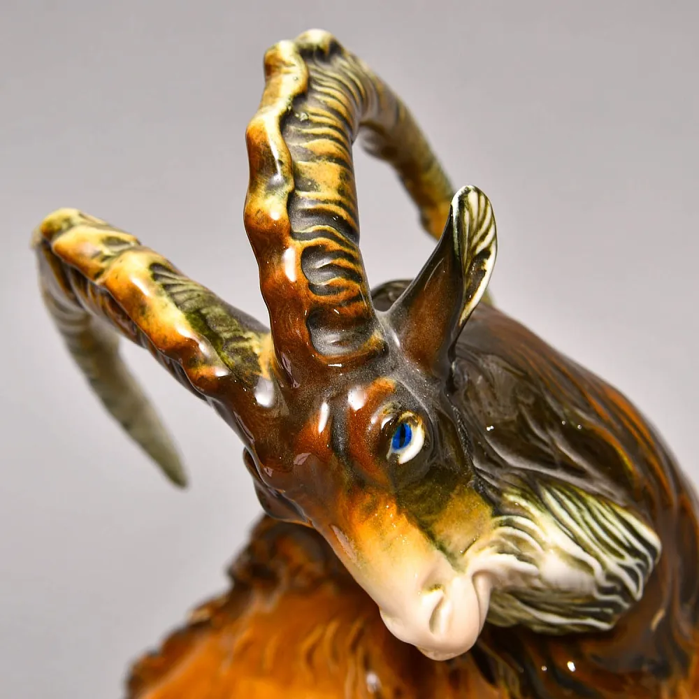 Большая Коллекционная Статуэтка «Горный Козел и Ящерица», Фарфор Karl Ens, Германия - 30-е гг. 