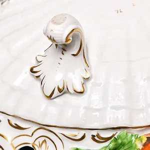 Фарфоровая Сухарница - Конфетница на ножках «Букет с розами», SP Dresden / Potschappel Германия.