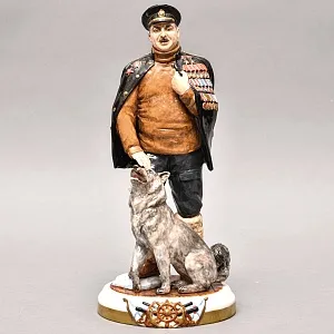 Коллекционная Авторская Статуэтка «Советский Исследователь Арктики - Папанин И.Д.», фарфор, Россия. 