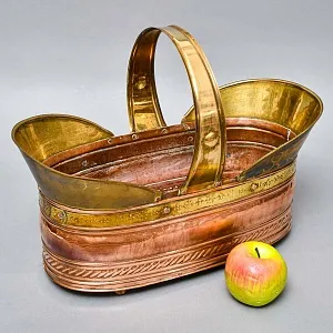 Медный -Латунный Зольник - Кашпо «Цветочная Корзинка». Англия первая половина ХХ века!