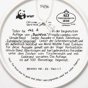 Коллекционная Тарелка «ЗЯБЛИК» Фарфор ALT.Tirschenreuth Германия -1986 год.
