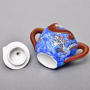 Чайный Сервиз на 6 персон «Синий Дракон», Фарфор SATSUMA Япония, середина ХХ века. 