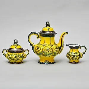 Редкость! Кофейный набор из 3-х предметов «Серебряный узор», Фарфор Hutschenreuther Германия, 1939-1945 годы.