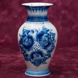 Авторская Коллекционная Фарфоровая Ваза «Розы» СССР ГЖЕЛЬ - 1980 год.