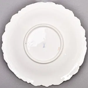 Коллекционное Фарфоровое Блюдо - Тарелка «Букет с розой и колокольчиком» Кобальт, MEISSEN Германия. 