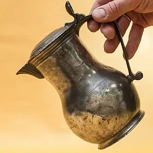 Антикварный Классический Небольшой Оловянный Кофейник на 1,3 литра. Бельгия,  ХIХ век.