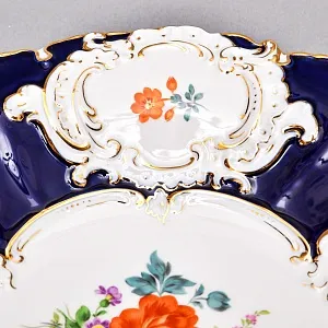 Коллекционное Фарфоровое Блюдо - Тарелка «BLUMEN» Кобальт, MEISSEN Германия - середина ХХ века.