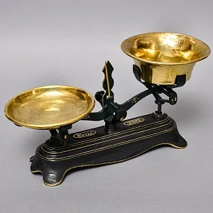 Антикварные Чугунные Кухонные - Аптекарские весы FОRCE BALANCE на 2кг. Франция начало ХХ века!