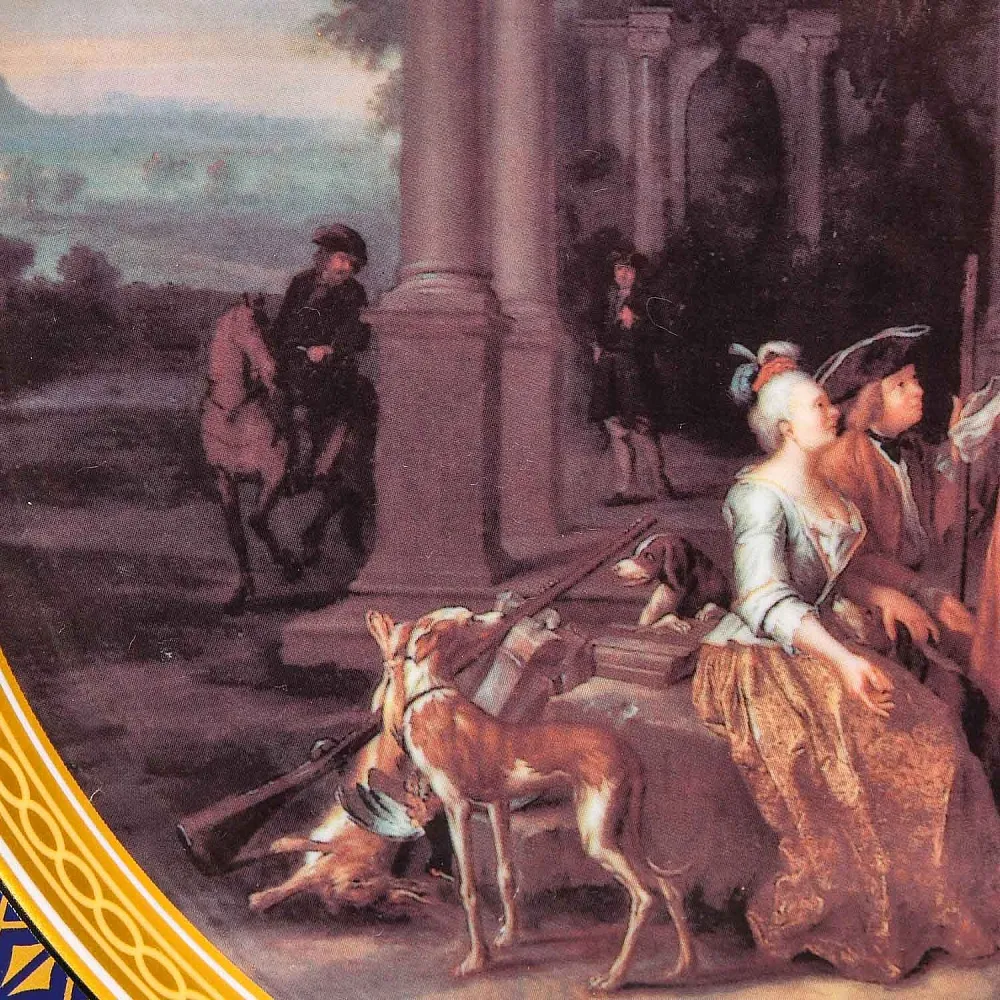 Большое Коллекционное Блюдо - Тарелка «Отдых после Охоты» Фарфор KAISER Германия.