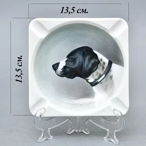 Антикварная Фарфоровая Пепельница «Охотничья собака», Kaestner Saxonia, Германия -20 гг. 