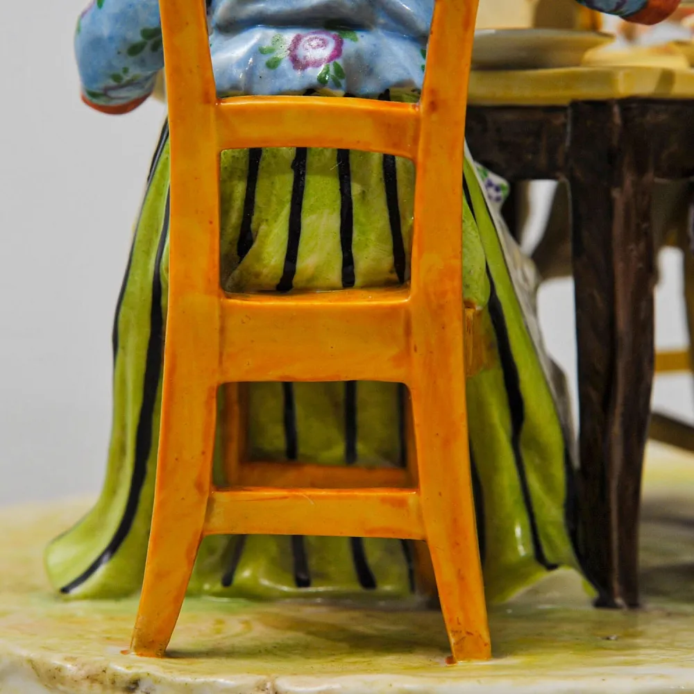 Антикарная Фарфоровая Статуэтка «Едоки каши. Завтрак», Aсkermann & Fritze начало ХХ века.