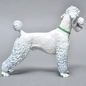 Коллекционная Фарфоровая статуэтка «Собака. ПУДЕЛЬ в зеленом ошейнике», ROSENTHAL Германия.