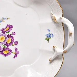 Сервировочное Блюдо с ручками - Тарелка - Поднос «Цветочный Букет», MEISSEN Германия - первая половина ХХ века.