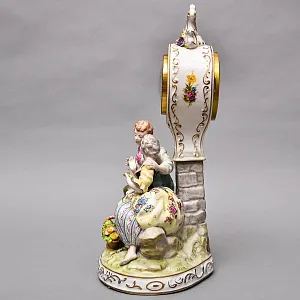 Редкость! Механические Фарфоровые Часы с боем «Свидание на пленэре», Franz Hermle & Sohn Германия 50 гг.