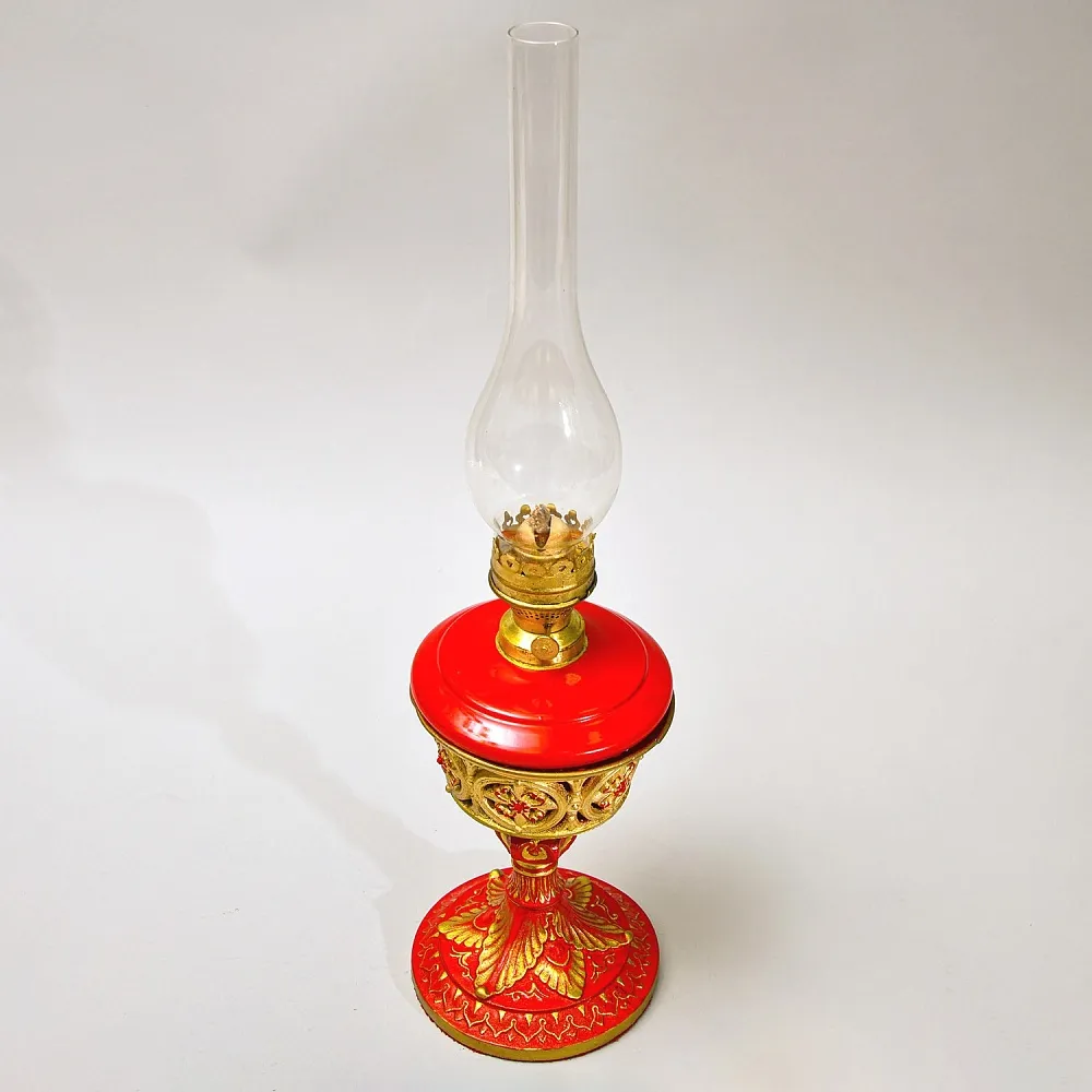 Антикварная Керосиновая Лампа «Золотое кружево» Металл / Стекло, начало ХХ века.