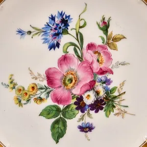 Коллекционное Блюдо - Тарелка с ручками «Букет с васильком», Фарфор ROSENTHAL Германия, 1938 - 1958 годы.