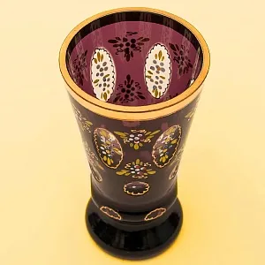 Коллекционная Кубок - Ваза, Цветочная Эмалевая роспись, Хрусталь Ernst Wittig, Германия  40-е годы ХХ века.