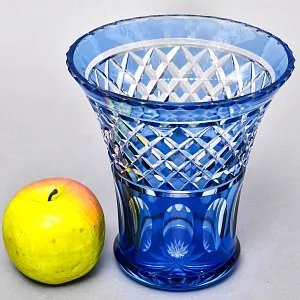  Голубой Аквамарин - Хрустальная Ваза VAL SAINT LAMBERT (Вал Сант Ламберт) Бельгия, конец 60-х гг. 