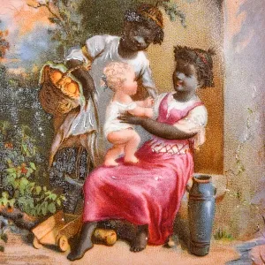 Антикварные Парные Фарфоровые Вазы «Счастливое детство», Франция, конец XIX - начало ХХ века. 