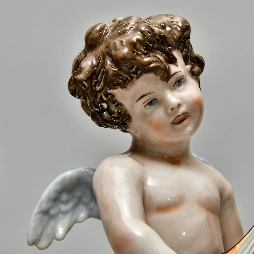 Редкость! Коллекционная Фарфоровая Статуэтка «ДВА ПУТТИ И ЛЕБЕДЬ», Scheibe - Alsbach Германия.