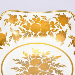 Винтажное Сервировочное Блюдо - Фруктовница «Золотые розы», Фарфор Limoges Франция.