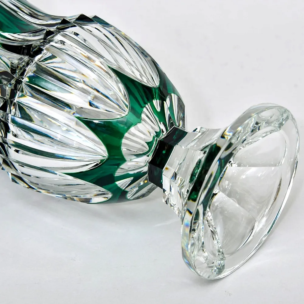 Редкость! Ваза на ноге Зелёного Цвета, Хрусталь VAL SAINT LAMBERT Бельгия 50гг.