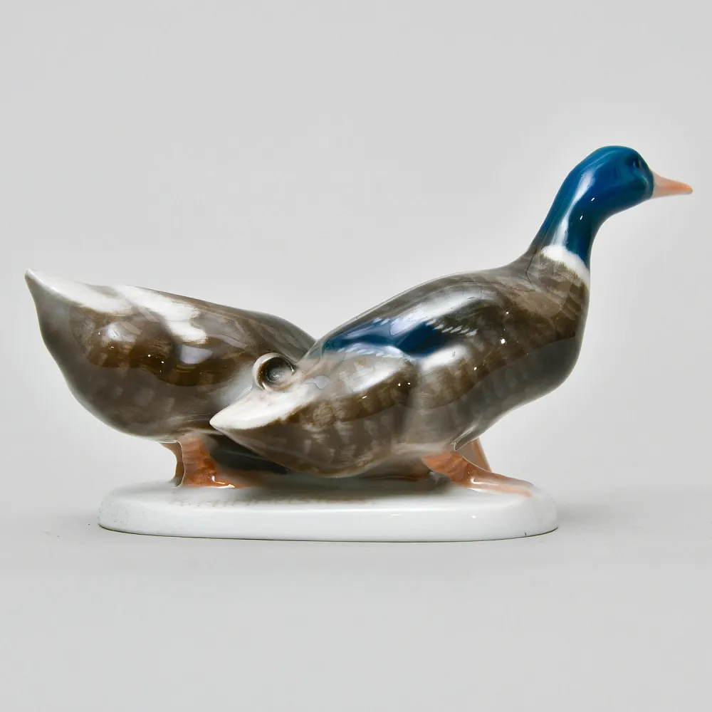 Антикварная Коллекционная Фарфоровая статуэтка «Пара Птиц - Утки», ROSENTHAL Германия 1912 - 1914 годы. 