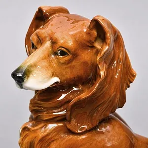 Коллекционная Фарфоровая статуэтка «Собака - Длинношерстная Такса», Karl Ens Германия.