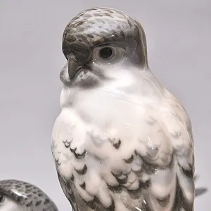 Антикварная Фарфоровая статуэтка «Пара Птиц - Серый Лунь», Karl Ens Германия, 1900 -1919 годы.