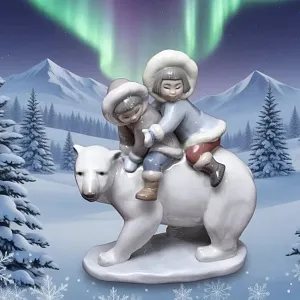 Коллекционная Фарфоровая статуэтка «Эскимосские наездники», Lladro Испания, 1986 - 2019 годы.