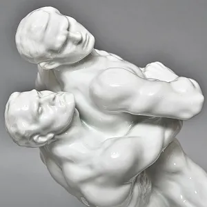 Редкость! Большая Фарфоровая статуэтка «Cпортсмены. БОРЦЫ», HEREND Венгрия, середина ХХ века.