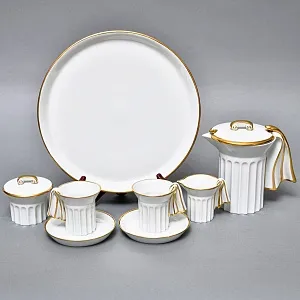  Фарфоровый Кофейный сервиз тет-а-тет «Греческие колонны» 8 предметов, Furstenberg Германия.
