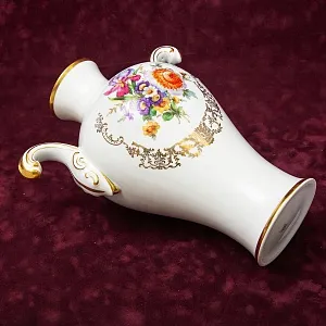 Коллекционная Фарфоровая Ваза с ручками «Цветы - Летний Букет», Германия середина ХХ века.