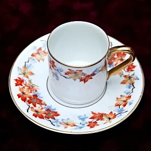 Фарфоровая Кофейная Пара «Кленовые листья», Бавария, Германия вторая половина ХХ века.-копия