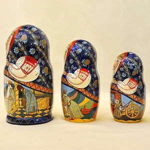 Русский Сувенир Матрёшка - Авторская роспись - «Сказка о Золотом Петушке», Дерево - Россия -1995 год. 