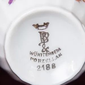 Антикварная Кофейная пара «БУКЕТ», Wurttemberg Германия, 1904 - 1934 годы.