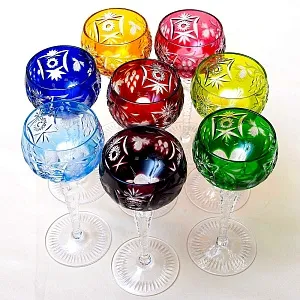 Полный Набор, все 8-мь Цветов! Хрустальные Бокалы для Вина серия «Виноград», NACHTMANN Германия.