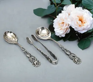 «Хильдесхаймская роза» - Десертный Сервировочный Набор, Silverplate, Германия 60-е годы.