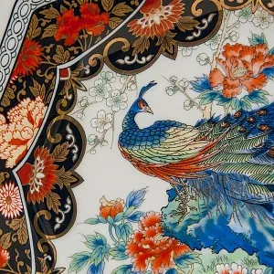 Редкость! Коллекционная Тарелка - Блюдо «Цветы и Павлины» Фарфор ROYAL PE ACOCK, Япония 70 -е гг.