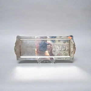 Винтажный Прямоугольный Металлический Поднос - Подставка, Silverplate Англия.
