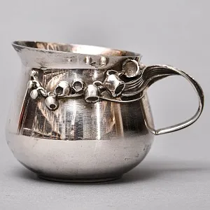 Винтажный Набор из 2х предметов - Сахарница с ложечкой и молочник «ЦВЕТЫ», Англия - середина ХХ века.