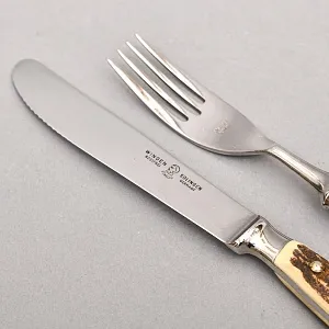 Редкость! Большой Сервировочный Набор для стейка «Охота», Германия, ANTON WINGEN Solingen, 50 -е гг.