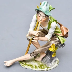 Редкая! Коллекционная Фарфоровая статуэтка «Пастушок с дудочкой» KAISER Porzellan Германия -1967 год.