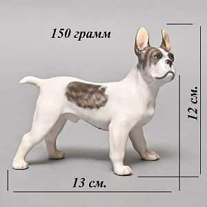 Антикварная Фарфоровая статуэтка «Собака. Французский бульдог», Royal Copenhagen Дания - 1923 год. 