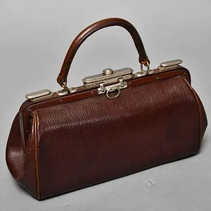 Небольшой Старинный Дорожный Саквояж - Сумка, кожа, Западная Германия начало ХХ века. 