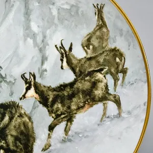 Коллекционная Фарфоровая Тарелка - Блюдо «Дикая Природа. Горные козлы зимой», KAISER Германия. 