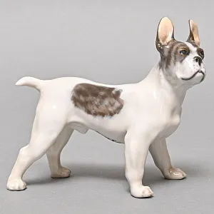 Антикварная Фарфоровая статуэтка «Собака. Французский бульдог», Royal Copenhagen Дания - 1923 год. 