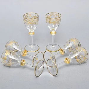 Редкость! Хрустальные Рюмки серии «Золотой Фазан», JOSEPHINENHUTTE, Германия -50 гг.