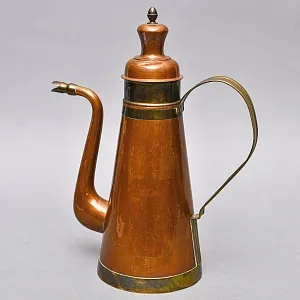Большой Винтажный Медный Кофейник - Чайник - Запарник, Бельгия первая половина ХХ века.